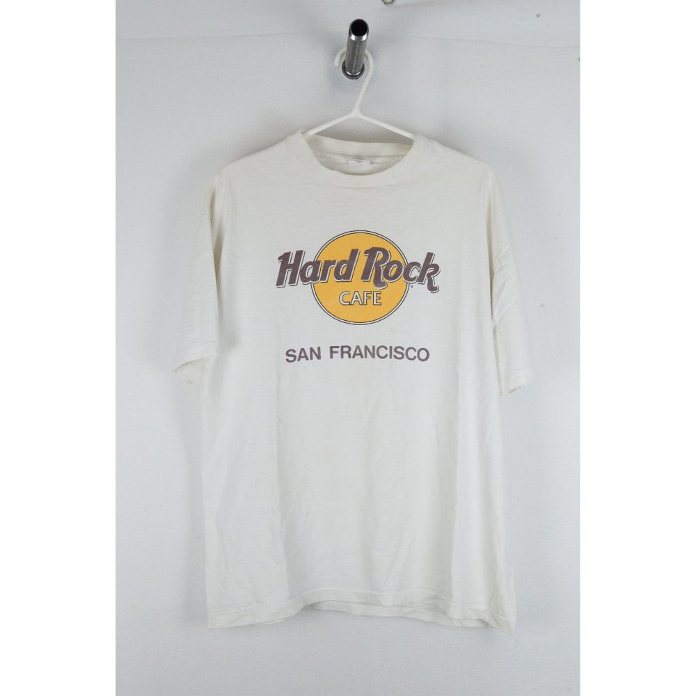 Hard Rock Cafe White T-Shirt with Yellow Logo - San Francisco
